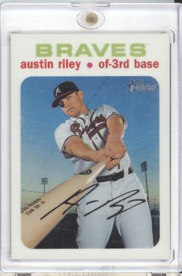 2020 Topps Heritage #THC-491 Austin Riley Chrome Exclusives White Refractor #/71