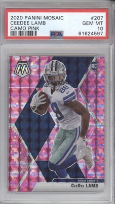 2020 Panini Mosaic #207 CeeDee Lamb Prizm Camo Pink PSA 10