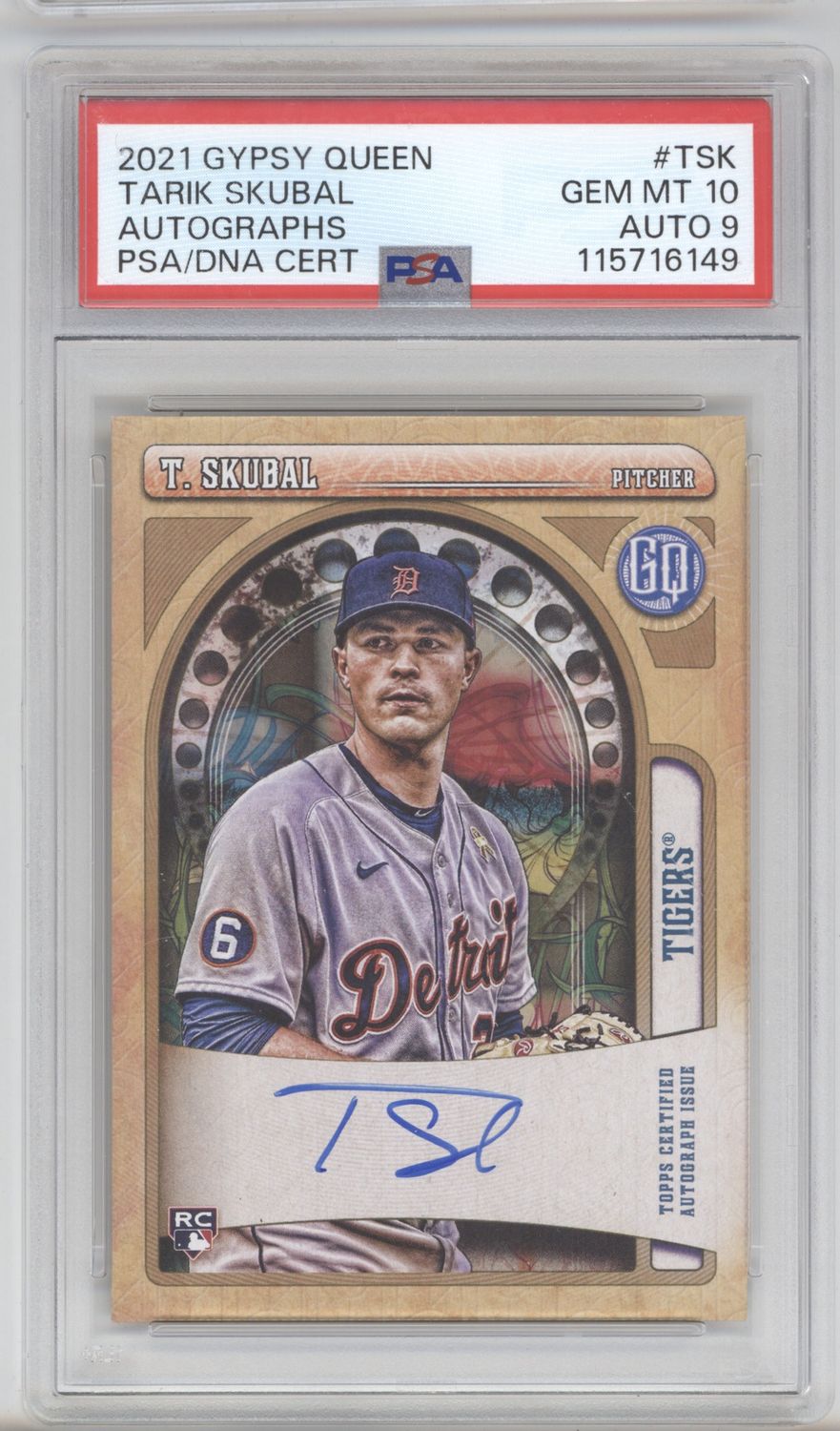 2021 Topps Gypsy Queen #GQA-TSK Tarik Skubal Autographs PSA 10 AUTO 9