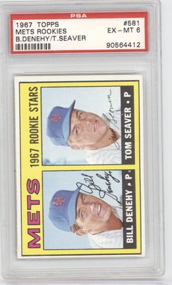 1967 Topps METS Rookies Tom Seaver/Bill Denehy PSA 6