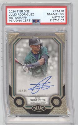 2024 Topps Tier One Julio Rodríguez Tier One Autographs /49 PSA 8.5 AUTO 10