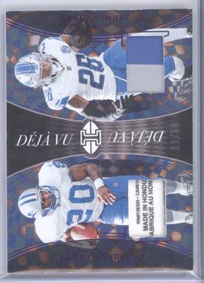 2024 Panini Illusions #DV-DET Barry Sanders / Jahmyr Gibbs Déjà Vu Purple #/50