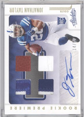 2020 Panini Absolute #217 Jonathan Taylor RC Premiere Materials Quad Auto /50