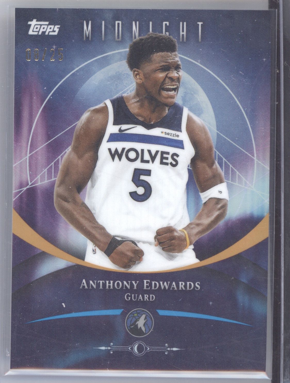 2025-26 Topps Midnight #58 Anthony Edwards Moonrise #/25