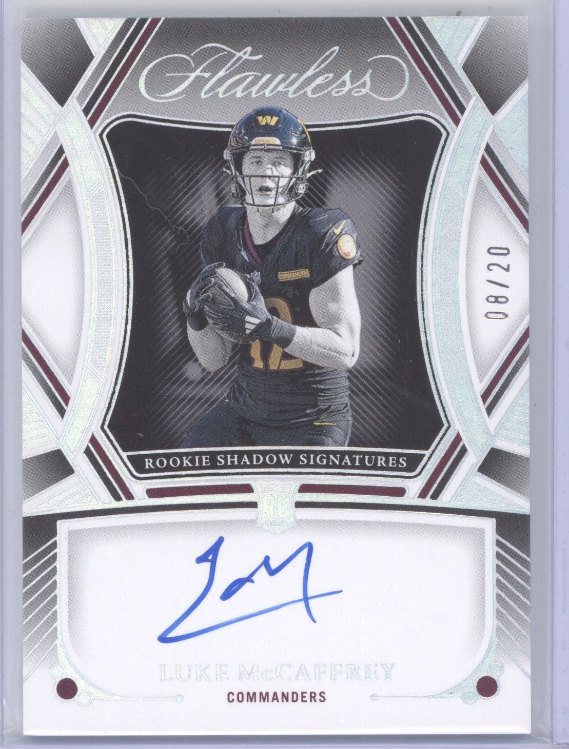 2024 Panini Flawless #RSS-LMY Luke McCaffrey Rookie Shadow Sig Silver /20