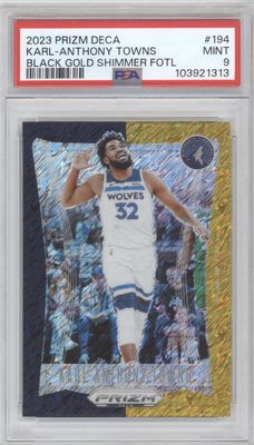 2023 Prizm Deca #194 Karl Anthony Townes FOTL Black Gold Shimmer /10 PSA 9