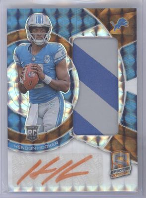 2023 Panini Spectra #RAD-HHO Hendon Hooker Radiant RC Patch Sigs Neon Orange /15