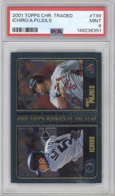2001 Topps Traded &amp; Rookies #T99 Ichiro / Albert Pujols ROY PSA 9
