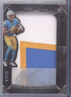 2023 Panini Black #SSRJ-20 Quentin Johnston Sizeable Sigs RC Jersey Ruby /15