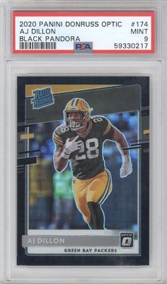 2020 Donruss Optic #174 AJ Dillon Black Pandora PSA 9 #/25