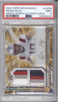 2024 Topps Resurgence #AUDM Drake Maye Amped Up RPA Gold Power Surge #/50 PSA 9