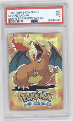 1999 Topps Pokemon E6 Charizard movie edt rainbow PSA 7