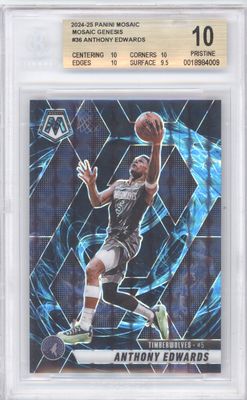 2024-25 Panini Mosaic #36 Anthony Edwards Genesis BGS 10 Pristine