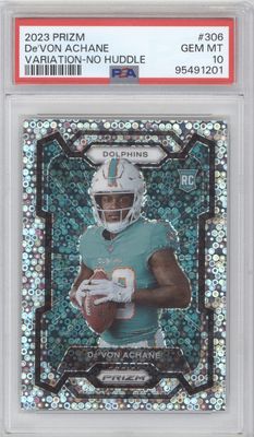 2023 Panini Prizm #306 De'Von Achane No Huddle Variation PSA 10