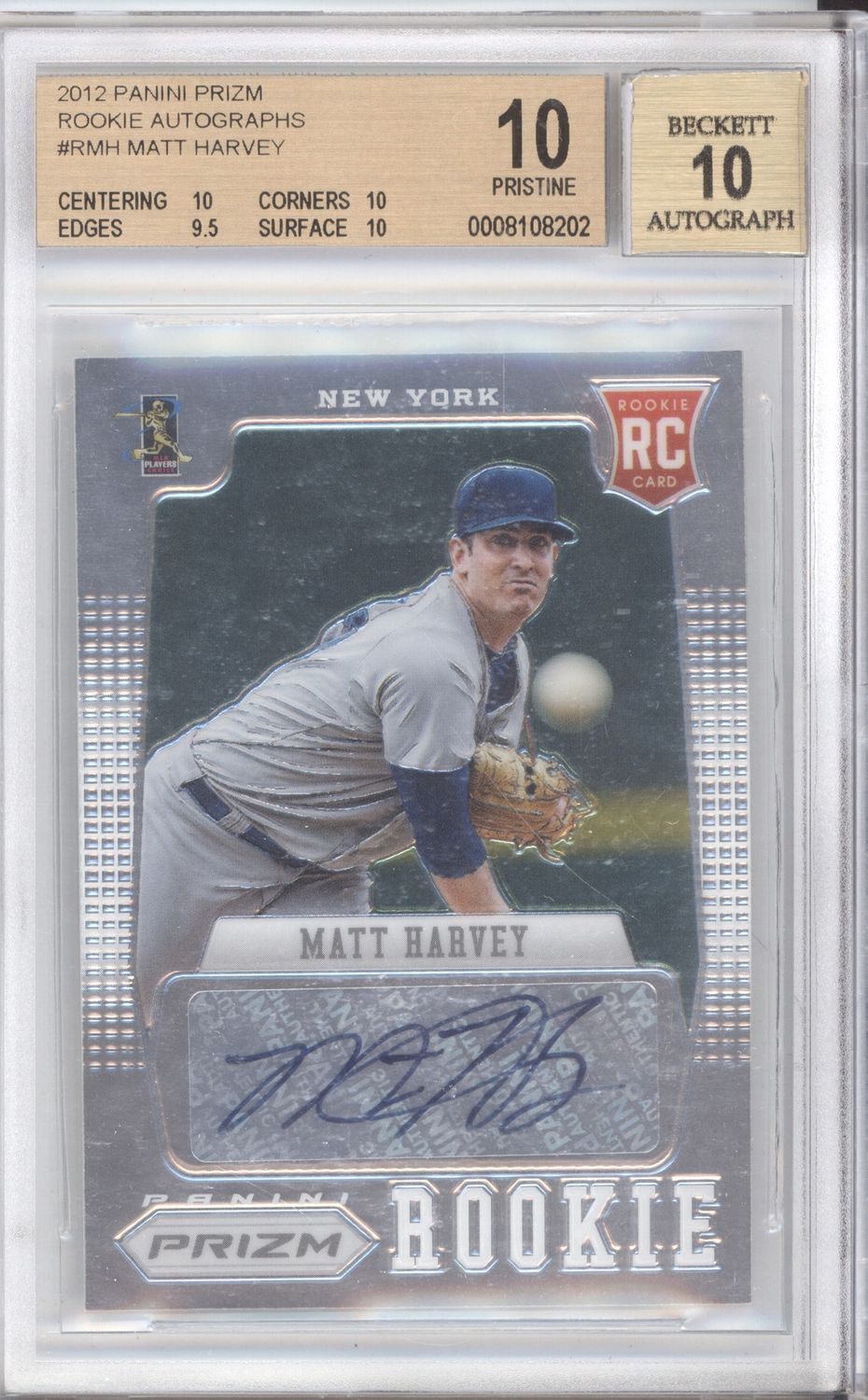 2012 Panini Prizm #RMH Matt Harvey Rookie Autograph BGS 10 Pristine