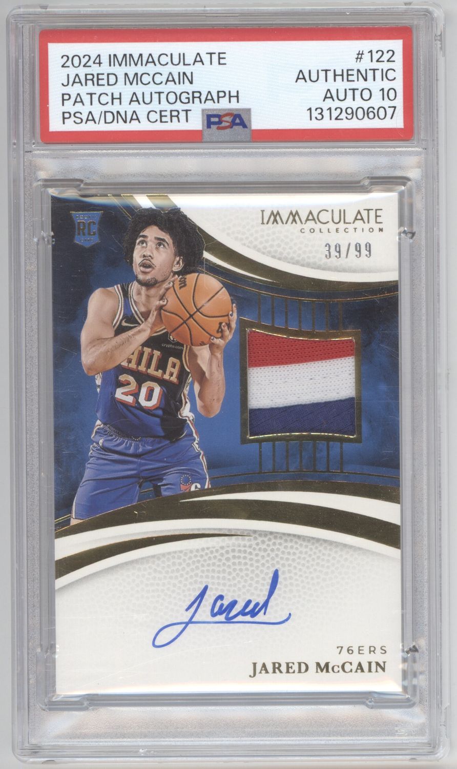 2024 Immaculate #122 Jared McCain True Patch Auto RC /99 Authentic Auto 10
