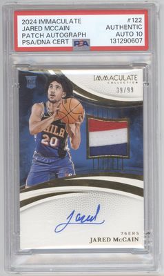 2024 Immaculate #122 Jared McCain True Patch Auto RC /99 Authentic Auto 10