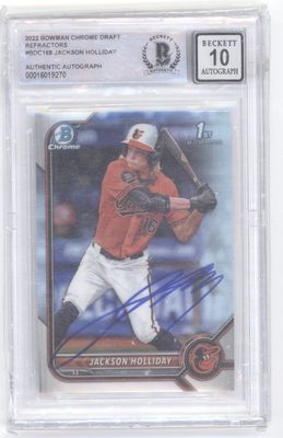 2022 Bowman Chrome Refractor Jackson Holiday Beckett Authentic Autograph 10