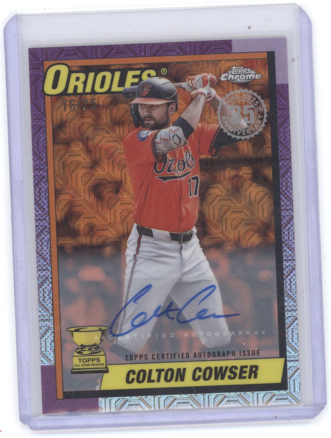 2025 Topps Chrome 35th Year Anniversary Colton Cowser  Auto Purple /25
