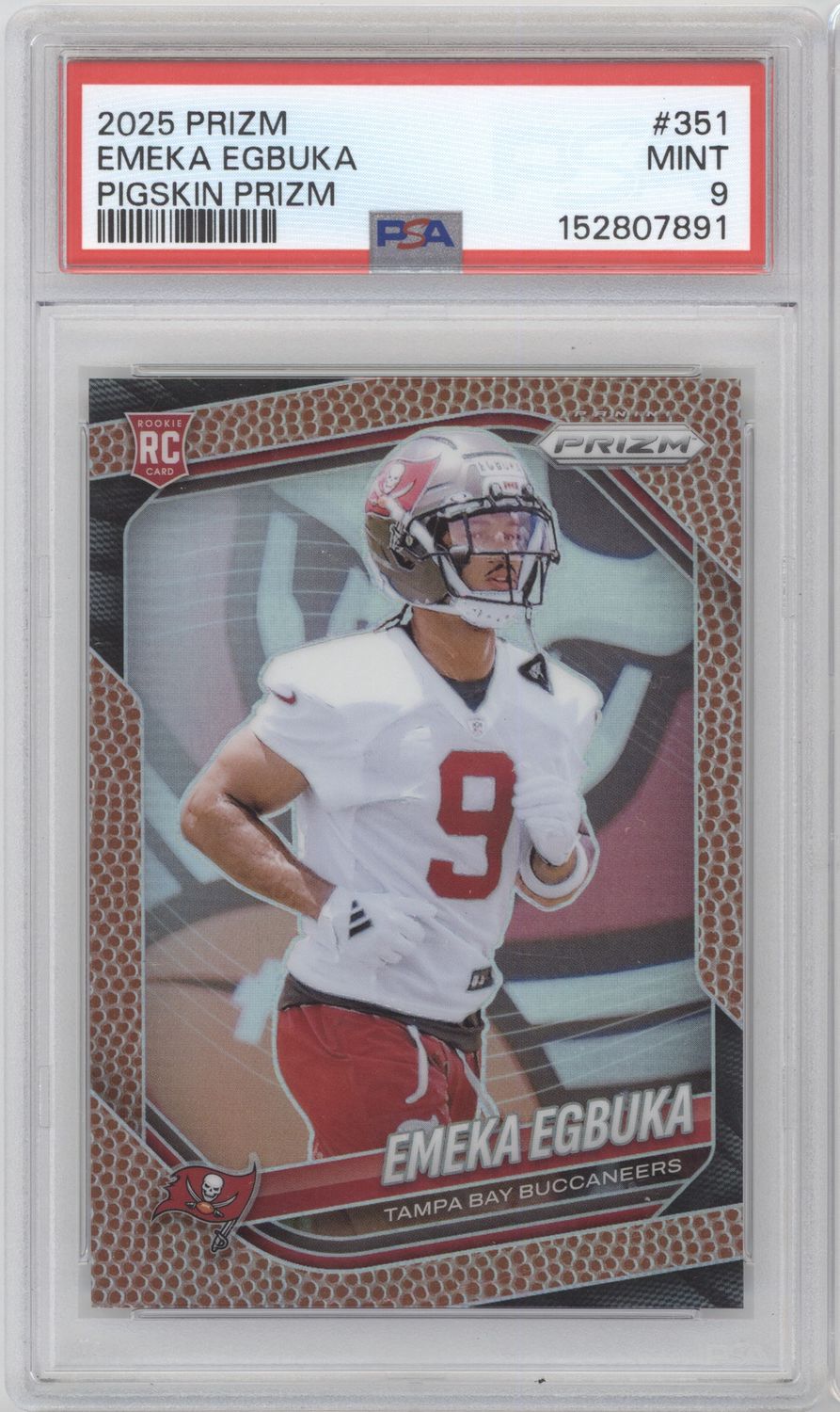 2025 Panini Prizm Emeka Egbuka Rookie Pigskin Prizm /180 PSA 9