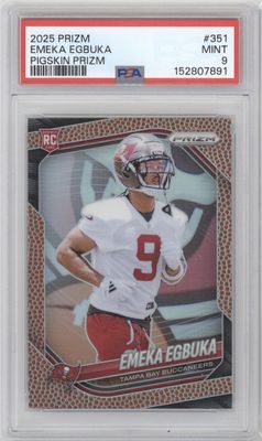 2025 Panini Prizm Emeka Egbuka Rookie Pigskin Prizm /180 PSA 9