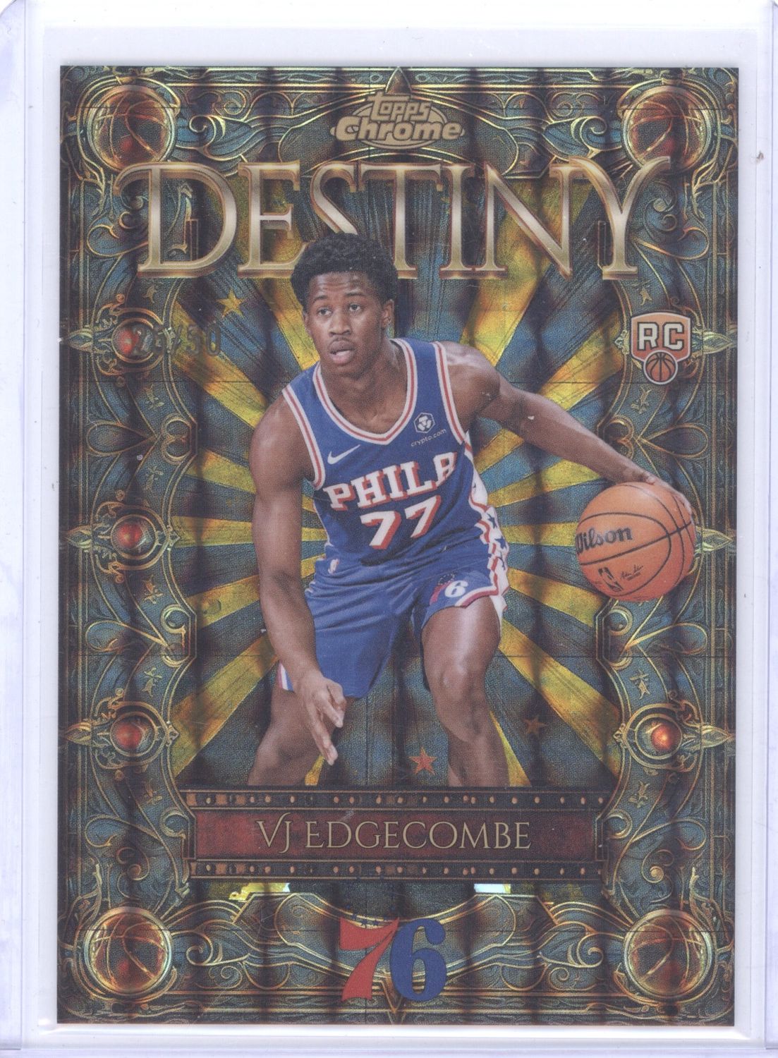 2025-26 Topps Chrome Destiny VJ Edgecombe Rookie Gold /50