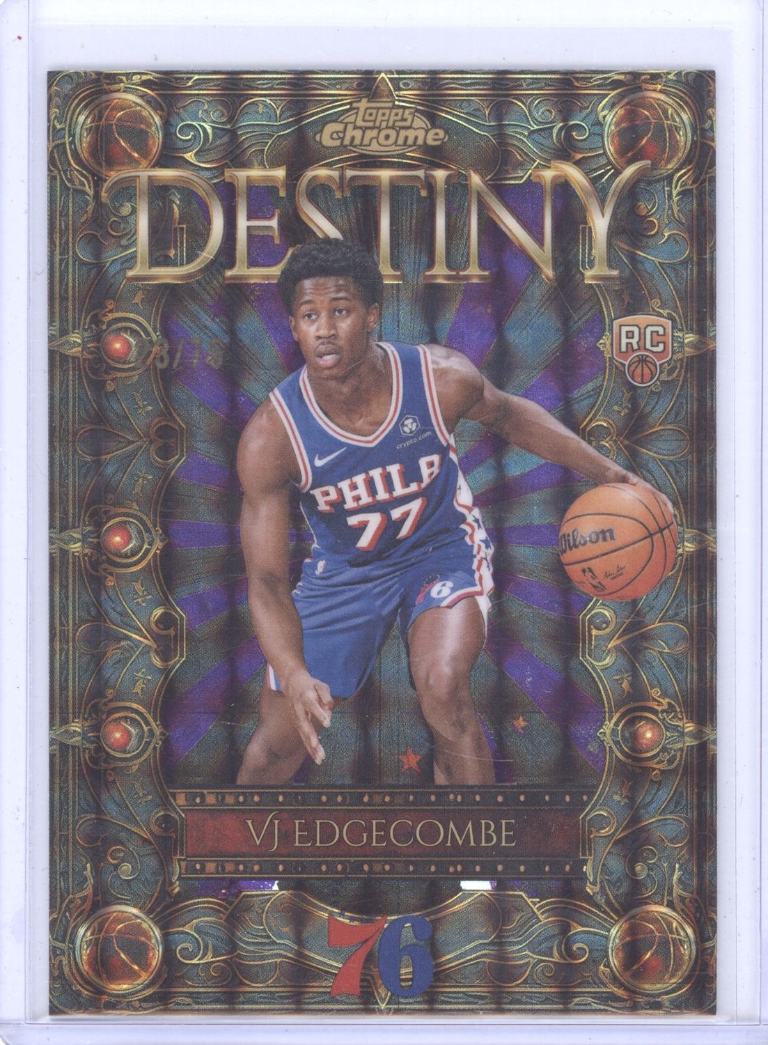 2025-26 Topps Chrome Destiny VJ Edgecombe Rookie Purple /75
