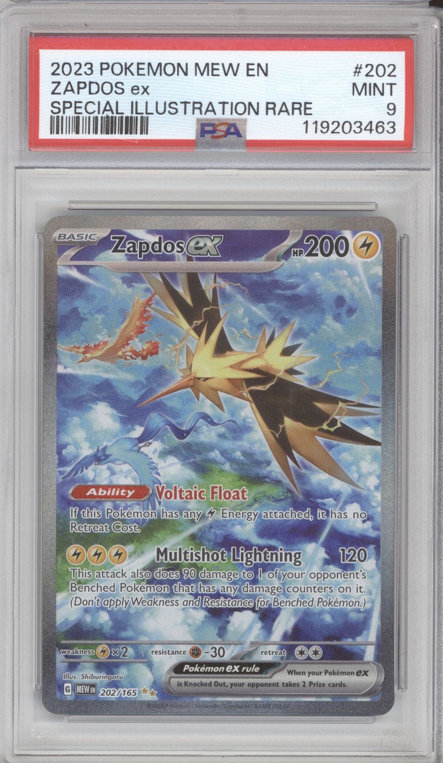 2023 Pokemon MEW EN 202 Zapdos ex Special Illustration Rare PSA 9