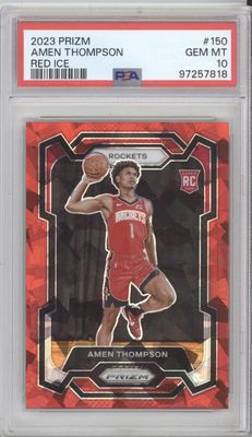 2023 Panini Prizm #150 Amen Thompson Red Ice Prizm PSA 10