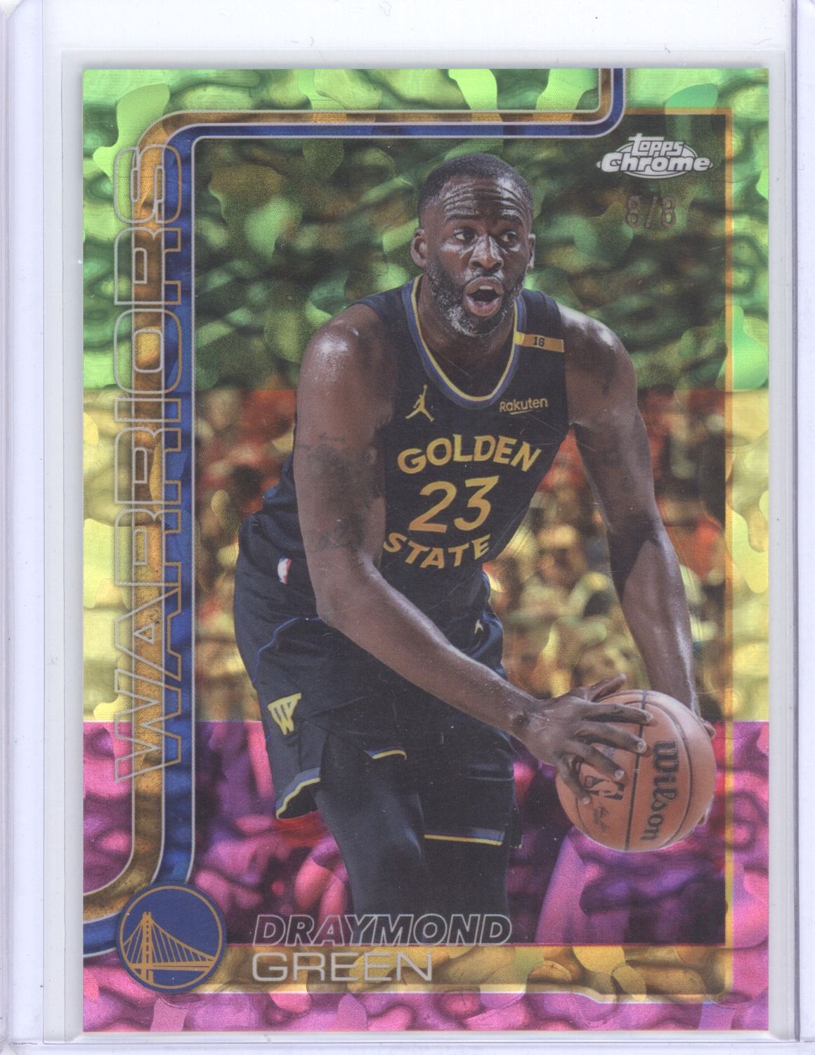2025-26 Topps Chrome Draymond Green FDI Tri-Color Green/Yellow/Purple /8