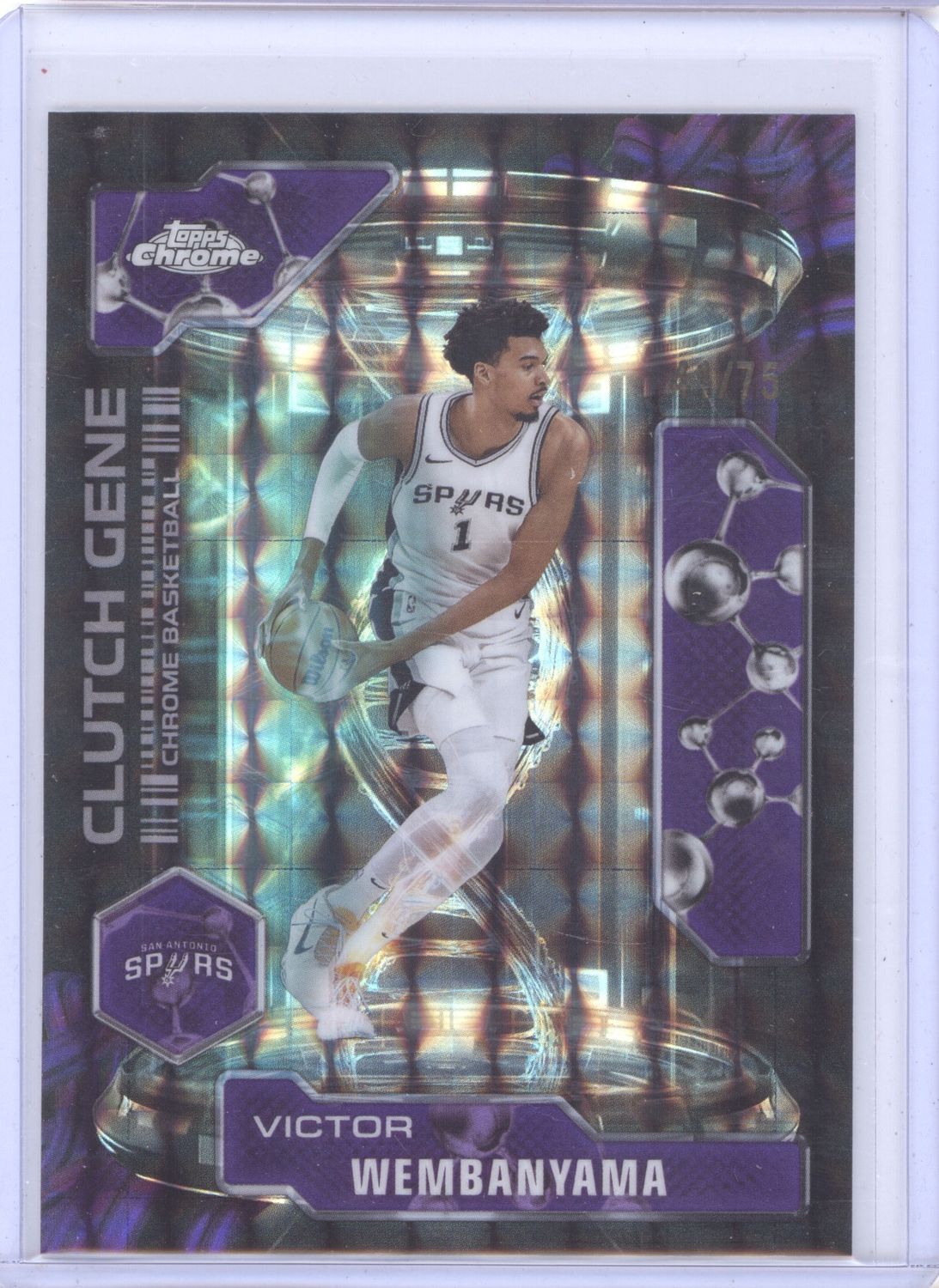2025-26 Topps Chrome Clutch Gene Victor Wembanyama Purple /75