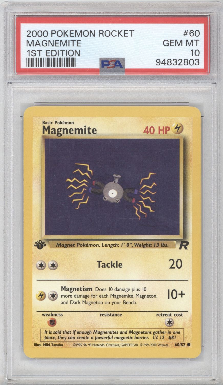 2000 Pokemon Rocket 60 Magnemite 1st Edition PSA 10