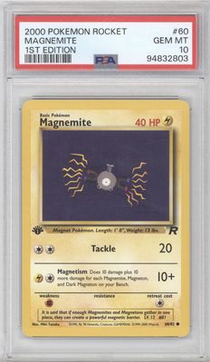 2000 Pokemon Rocket 60 Magnemite 1st Edition PSA 10
