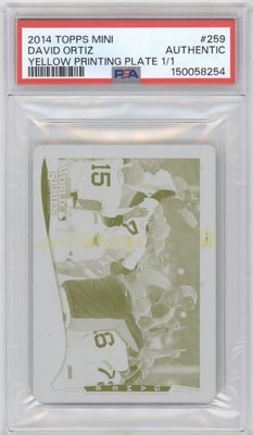 2014 Topps Mini #259 David Ortiz Yellow Printing Plate 1/1 PSA Authentic