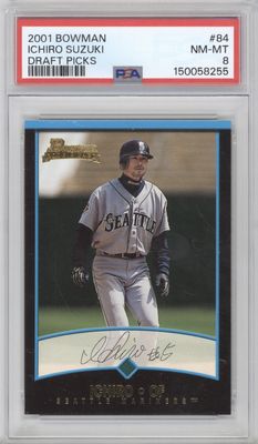 2001 Bowman #84 Ichiro Suzuki Draft Picks PSA 8