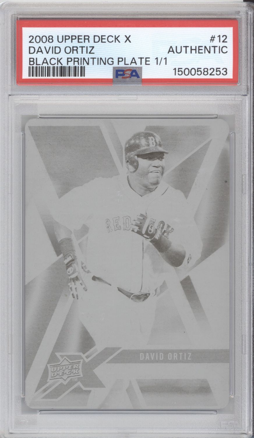 2008 Upper Deck X #12 David Ortiz Black Printing Plate PSA Authentic