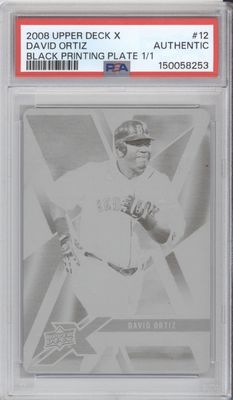 2008 Upper Deck X #12 David Ortiz Black Printing Plate PSA Authentic