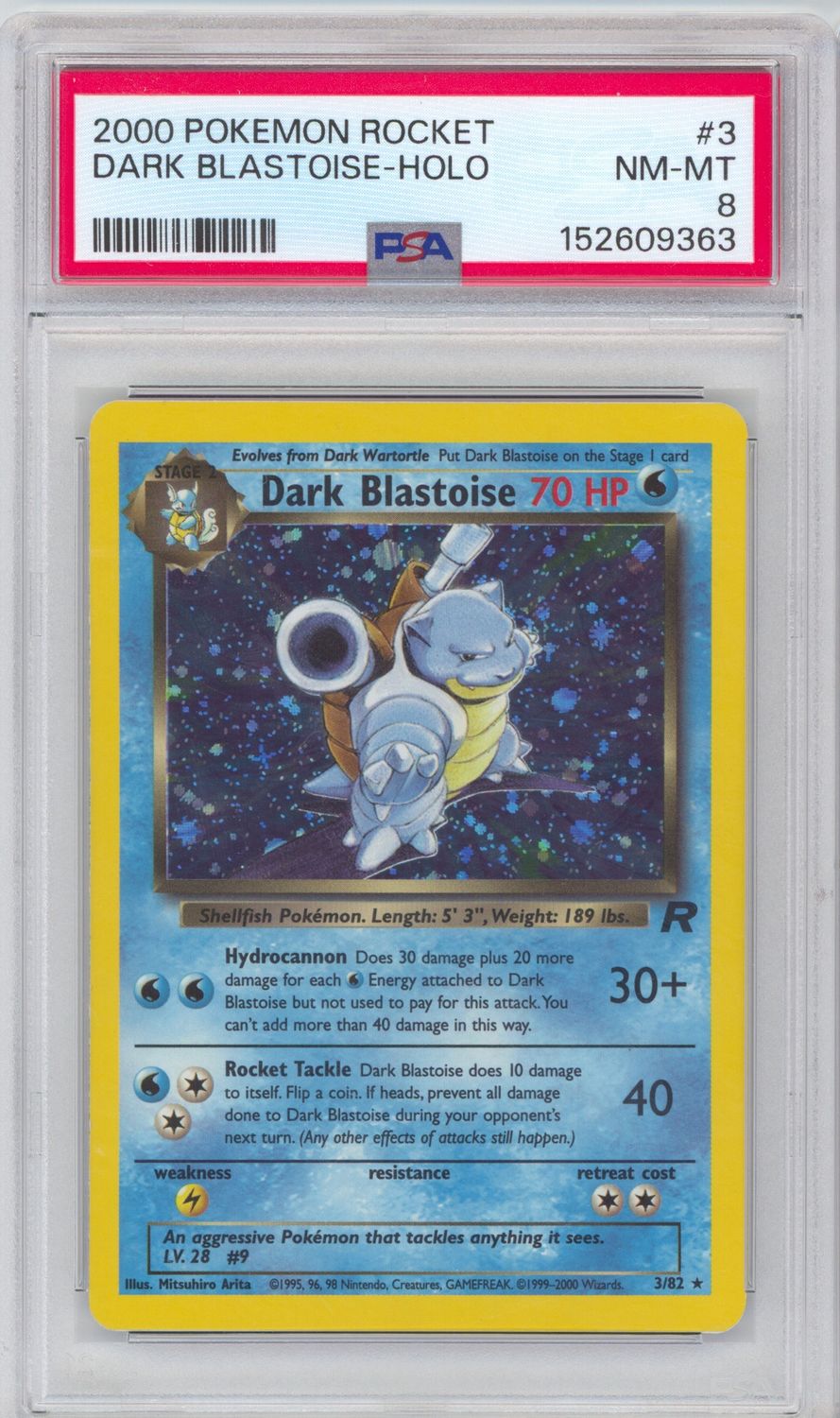 Dark Blastoise (3) Holo - Team Rocket (TR) PSA 8