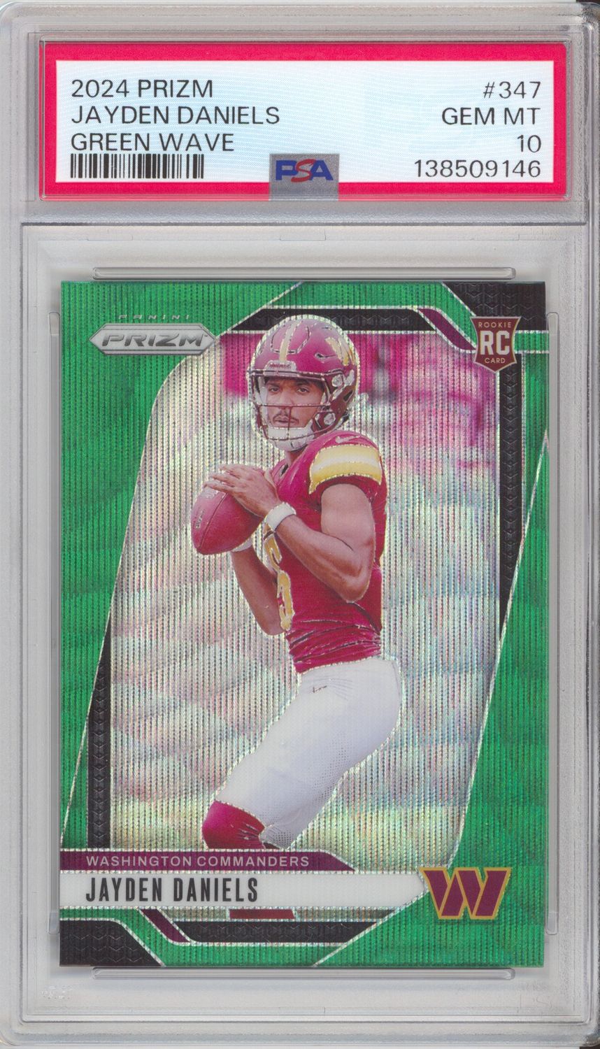 2024 Panini Prizm #347 Jayden Daniels Green Wave PSA 10