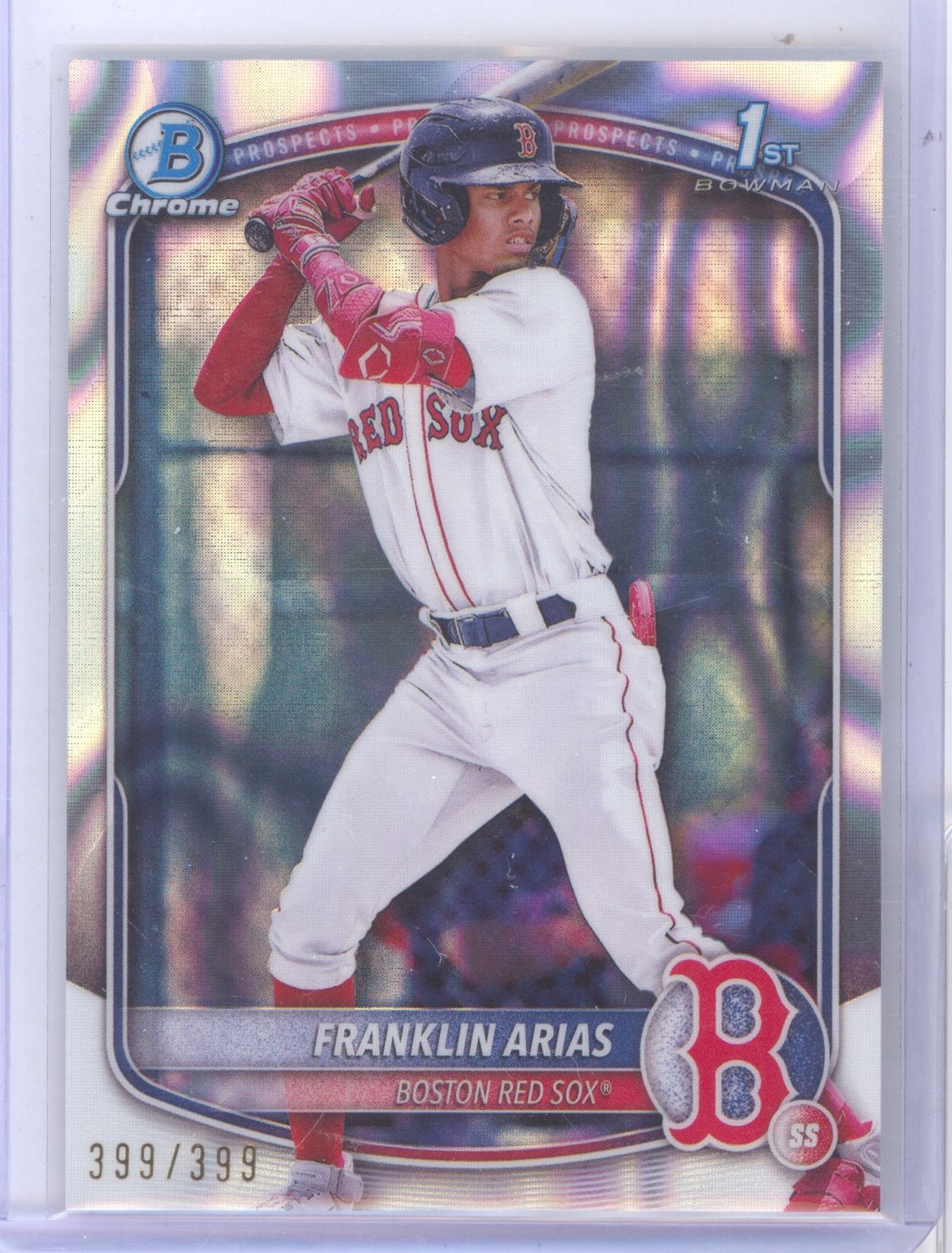 2025 Bowman Chrome #BCP-67 Franklin Arias 1st Bowman Raywave Refractor #/399 (Book-end)