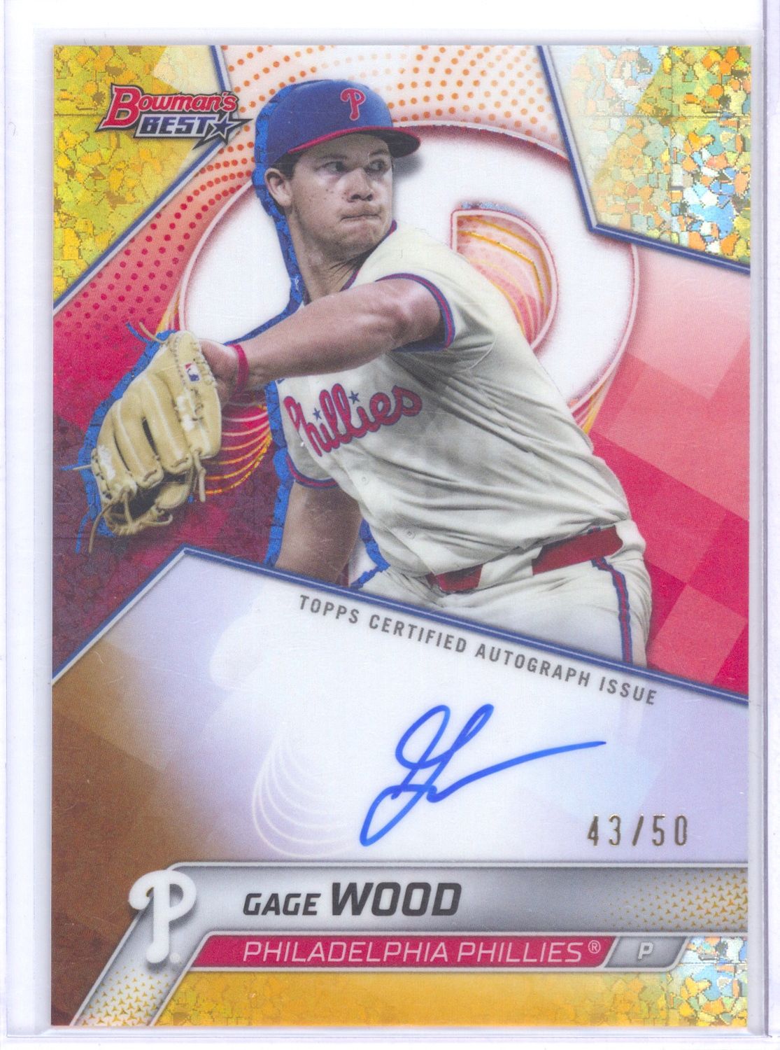 2025 Bowman's Best #B25-GW Gage Wood Autograph Gold Speckle Refractor #/50