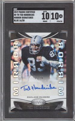 2019 Panini Certified MI-TH Ted Hendricks Mirror Signatures blue /20 SGC 10-10