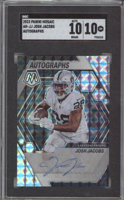 2023 Panini Mosaic AH-JJ Josh Jacobs Autographs SGC 10 Autograph 10