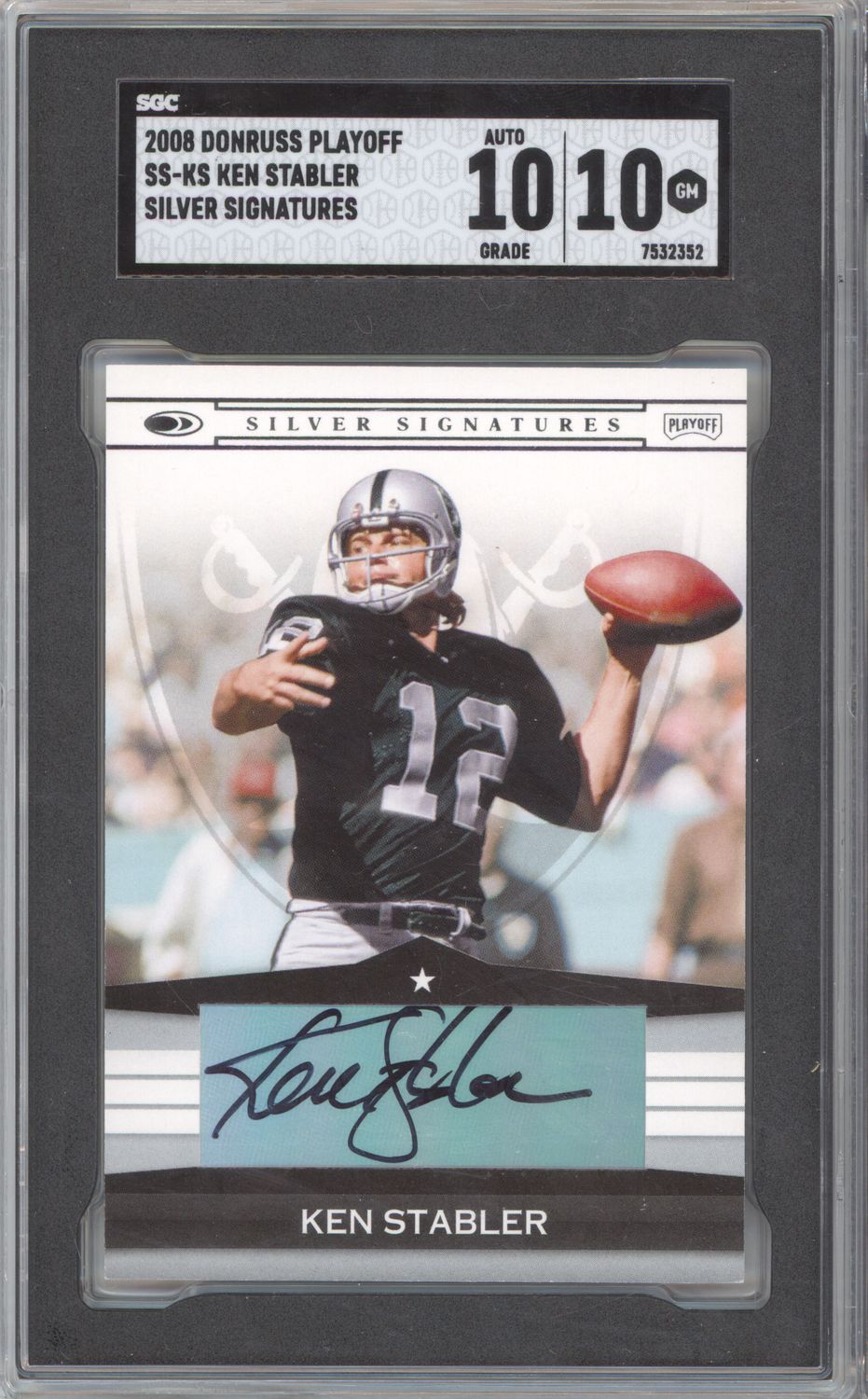 2008 Donruss Playoff SS-KS Ken Stabler Silver Signatures