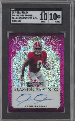 2019 leaf flash FG-JJ3 josh jacobs flash of greatness auto pink /15 SGC 10-10