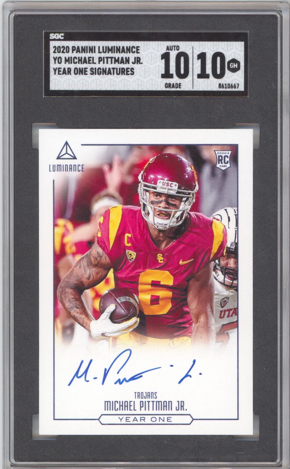 2020 Panini Luminance YO Michael Pittman Jr Year One Signatures SGC 10-10