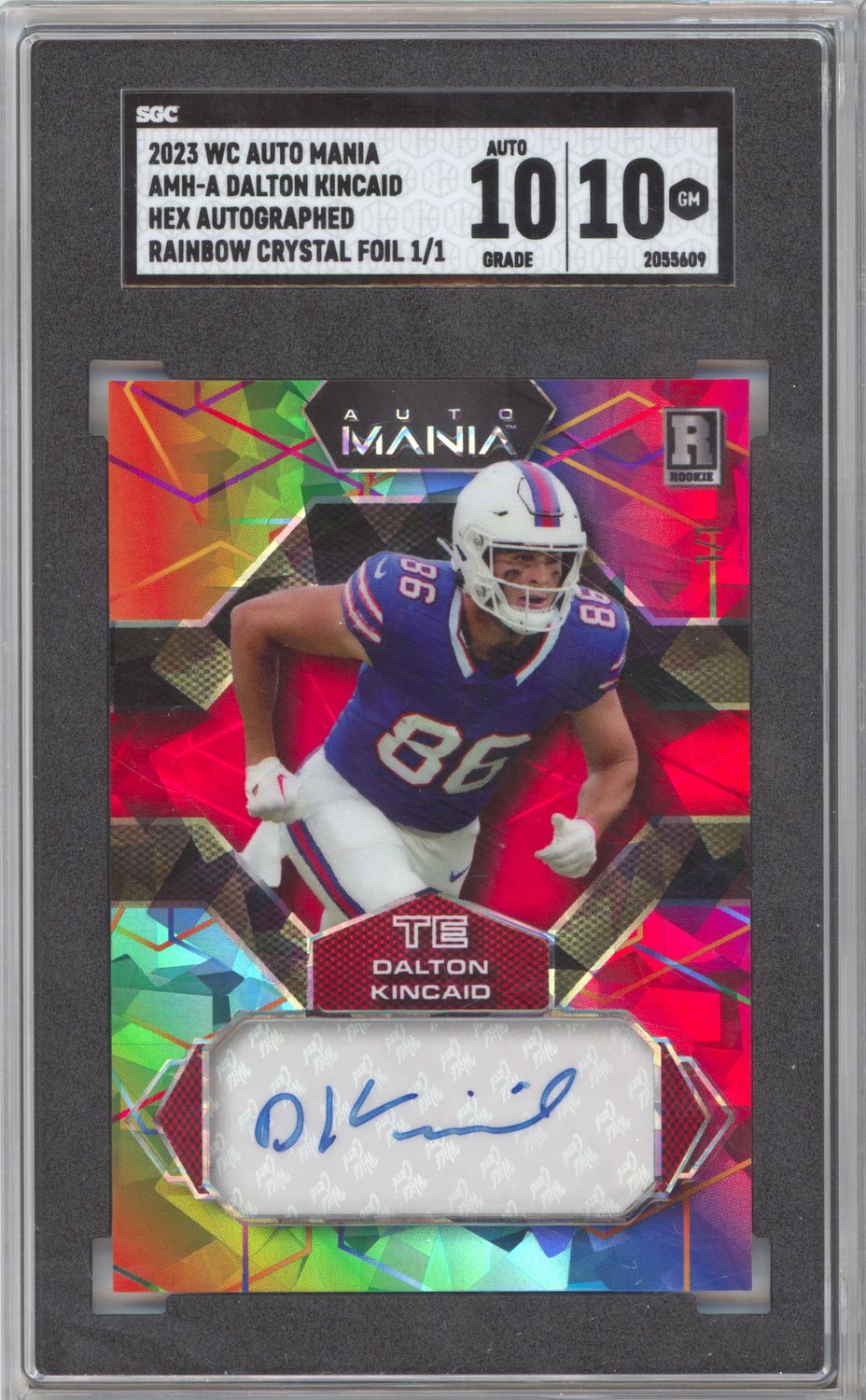 2023 Wild Card Auto Mania AMH-A Dalton Kincaid Hex Autograph Rainbow Crystal Foil 1/1