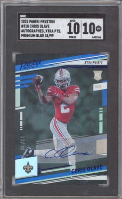 2022 Panini Prestige #310 Chris Olave Auto Xtra Pts. Premium Blue /99 SGC 10-10