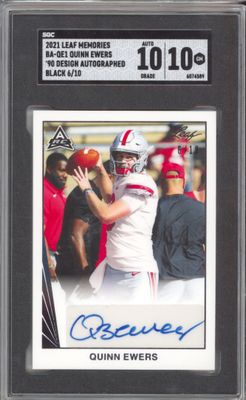 2021 Leaf Memories BA-QE1 Quinn Ewers '90 Design Auto Black /10 SGC 10-10