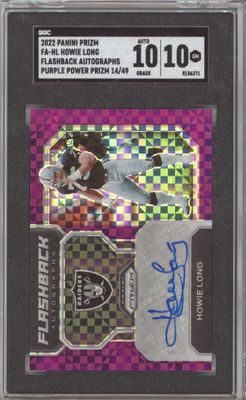 2022 Panini Prizm FA HL Howie Long Flashback Autographs Purple Power /49 SGC 10-10